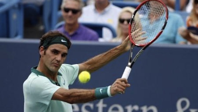 Roger Federer na partida contra David Ferrer no Masters de Cincinnati