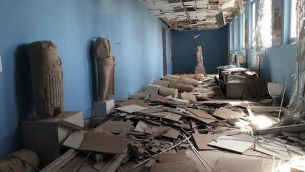 Destroços em museu na cidade história de Palmira, Síria