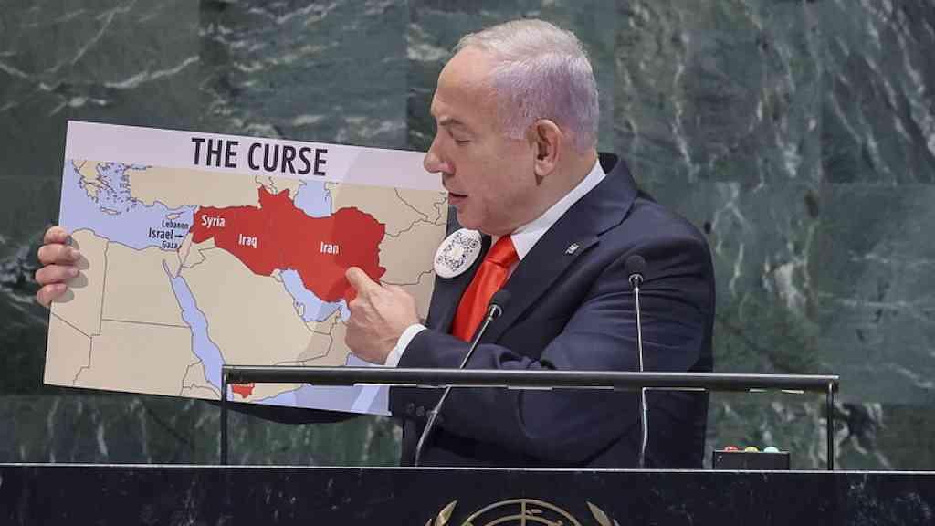 Netanyahu alerta para 'mapa do terror' do Irã | Netanyahu exibiu mapa do terror do Irã