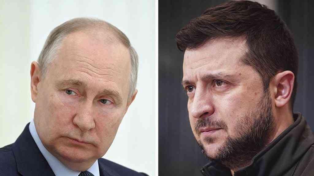 Rússia intercepta 184 drones ucranianos durante operação noturna | Os presidentes Vladimir Putin (Rússia) e Volodymyr Zelensky (Ucrânia)