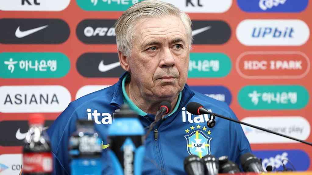 Ancelotti sonha com o hexa: 'Tudo para vencer a Copa' | Ancelotti durante coletiva de imprensa