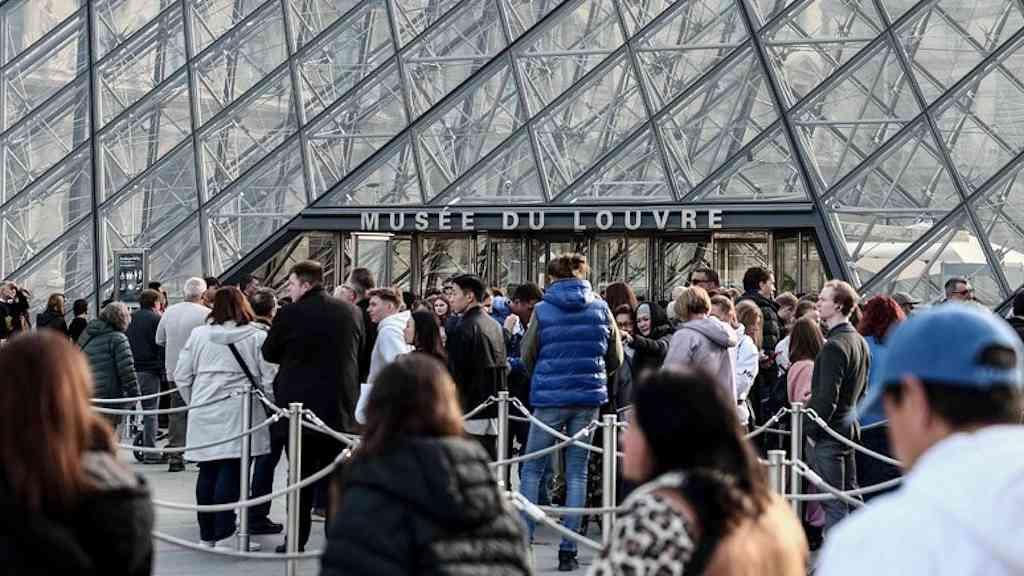 Após assalto milionário, Museu do Louvre volta a receber visitantes | Visitantes fazem fila diante da Pirâmide do Louvre, em Paris