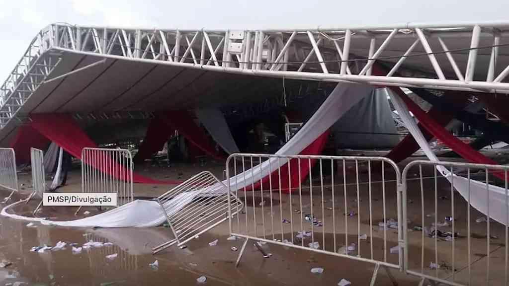 SP: queda de estrutura em festa deixa um morto e 40 feridos | Segundo organização, rajadas de vento intensas atingiram o local