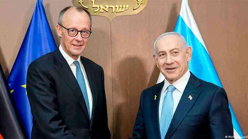 Netanyahu sinaliza que poderá interromper agressões a Gaza, em breve | O chanceler alemão, Friedrich Merz, e o premiê israelense Benjamin Netanyahu concederam uma coletiva de imprensa, neste domingo