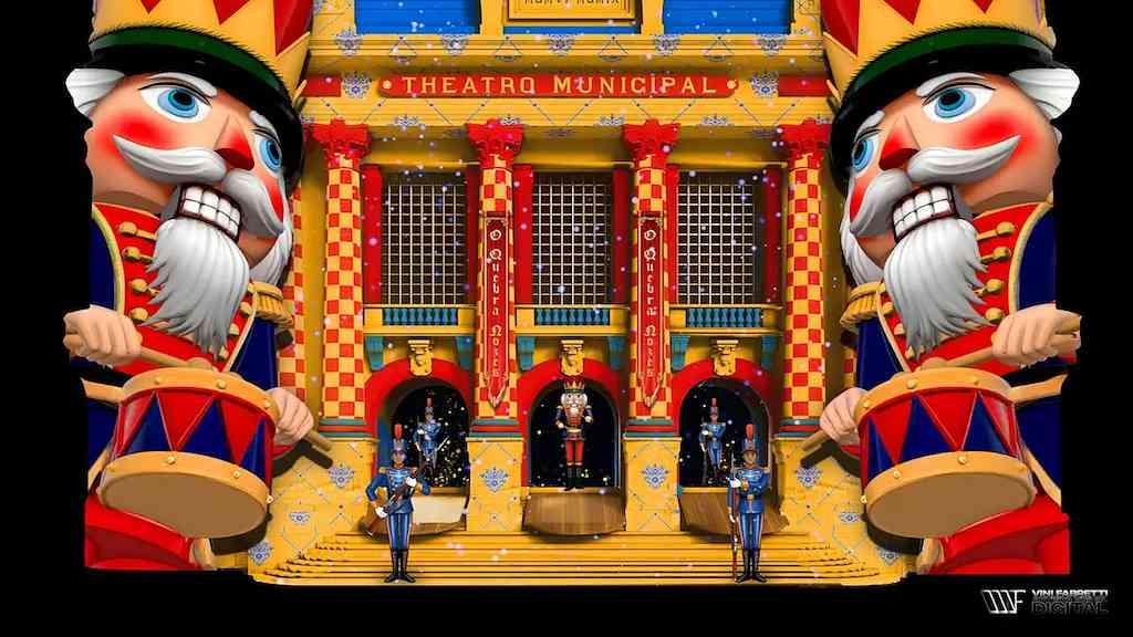 Theatro Municipal do Rio projeta espetáculo 'O Quebra-Nozes' na fachada | Fachada do Municipal ganha exibição de “O Quebra-Nozes”