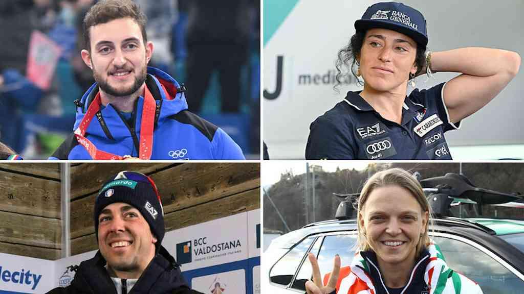 Itália define porta-bandeiras para a abertura de Milão-Cortina | Da esquerda para a direita, de cima para baixo: Mosaner, Brignone, Pellegrino e Fontana