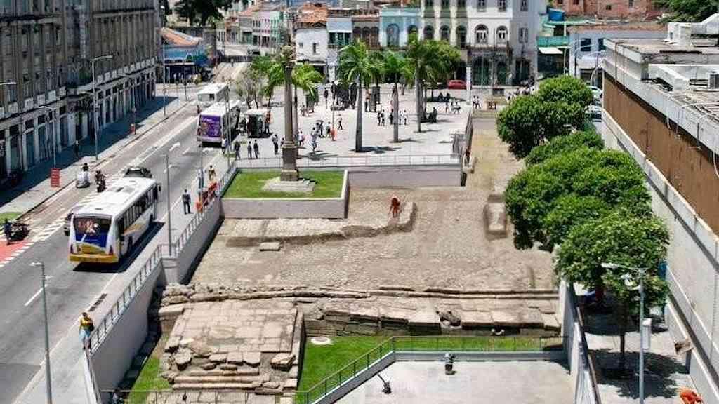 Rio marca 15 anos da redescoberta do Cais do Valongo | Visão aérea do Cais do Valongo, que recebeu obras de valorização