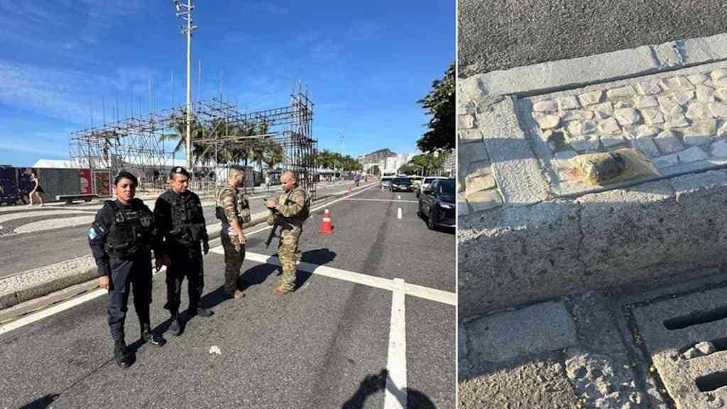 Esquadrão antibomba retira artefato explosivo em Copacabana | Artefato explosivo é removido do calçadão de Copacabana