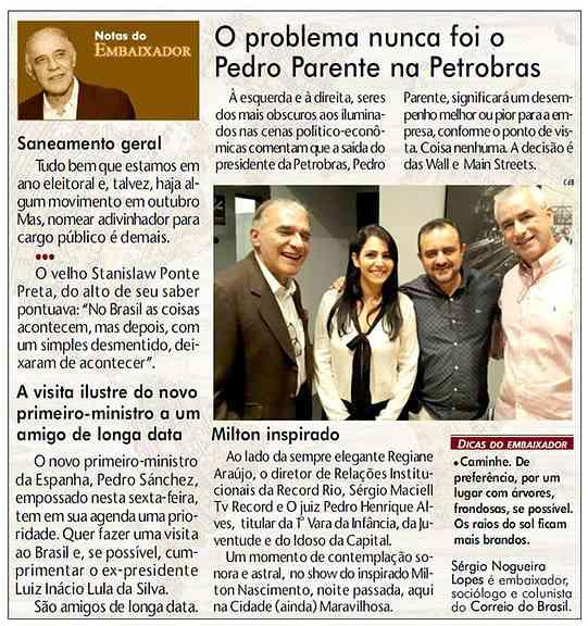 Morre no Rio, aos 79 anos, o sociólogo e embaixador Sergio Nogueira Lopes | Nogueira Lopes teve uma coluna semanal, no Correio do Brasil