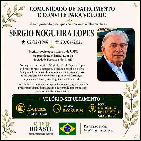 Morre no Rio, aos 79 anos, o sociólogo e embaixador Sergio Nogueira Lopes | SNL-Convite