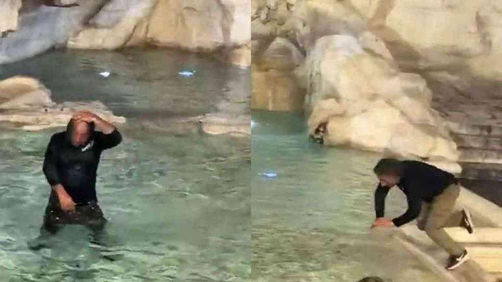 Turista é punido por entrar na Fontana di Trevi, em Roma | Turista pode ser proibido de retornar ao monumento por tempo indeterminado após entrar na fonte