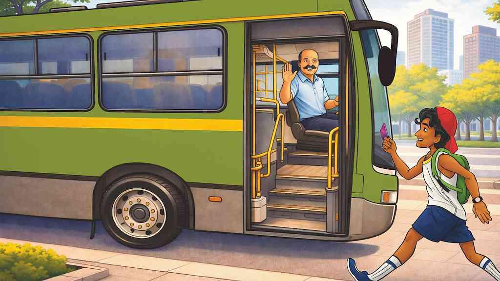 Livro ‘Verde Alma’ leva educação ambiental para escolas públicas cariocas | Ravi pegando o ônibus
