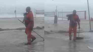 Gari enfrenta ressaca para salvar cachorro em Copacabana