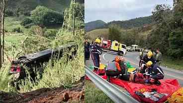 Ônibus cai em ribanceira e deixa cinco mortos em São Paulo