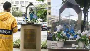 Vandalismo atinge altar de Nossa Senhora do Amparo em Cascadura