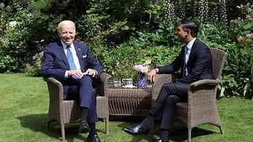 Joe Biden se encontra com Sunak e Rei Charles antes de cúpula da Otan