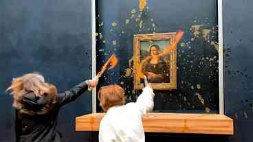 Protesto leva ativistas a jogar sopa no quadro da Mona Lisa