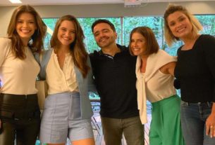 Daniel Ortiz cercado por Vitoria Strada, Juliana Paiva, Deborah Secco e Flávia Alessandra