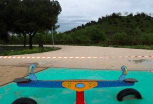 Playground infantil fechado em Madri por causa do coronavírus