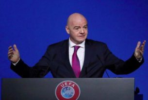 Presidente da Fifa, Gianni Infantino, durante congresso da Uefa em Amsterdã